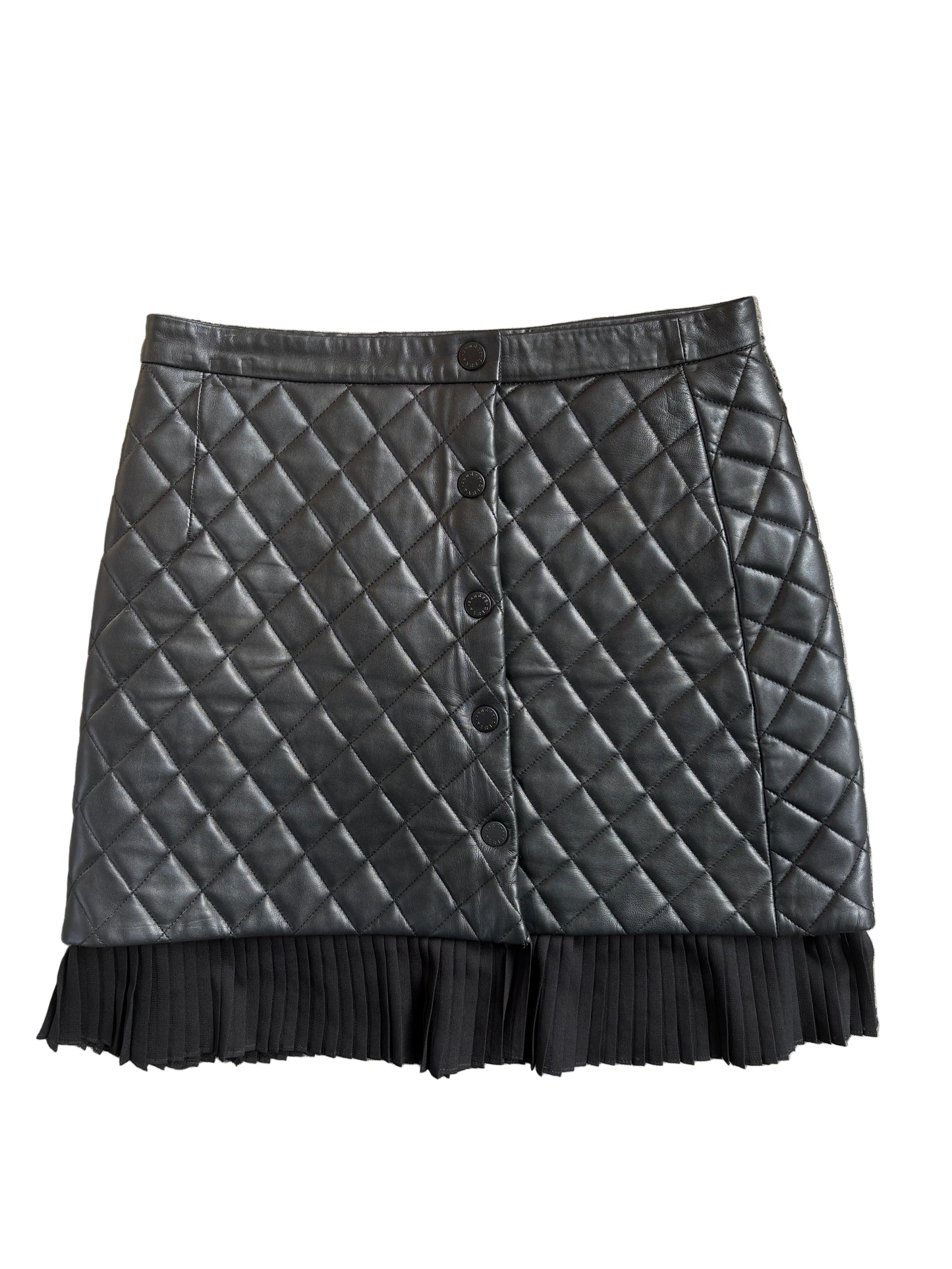 Sandro Black Quilted Leather Skirt