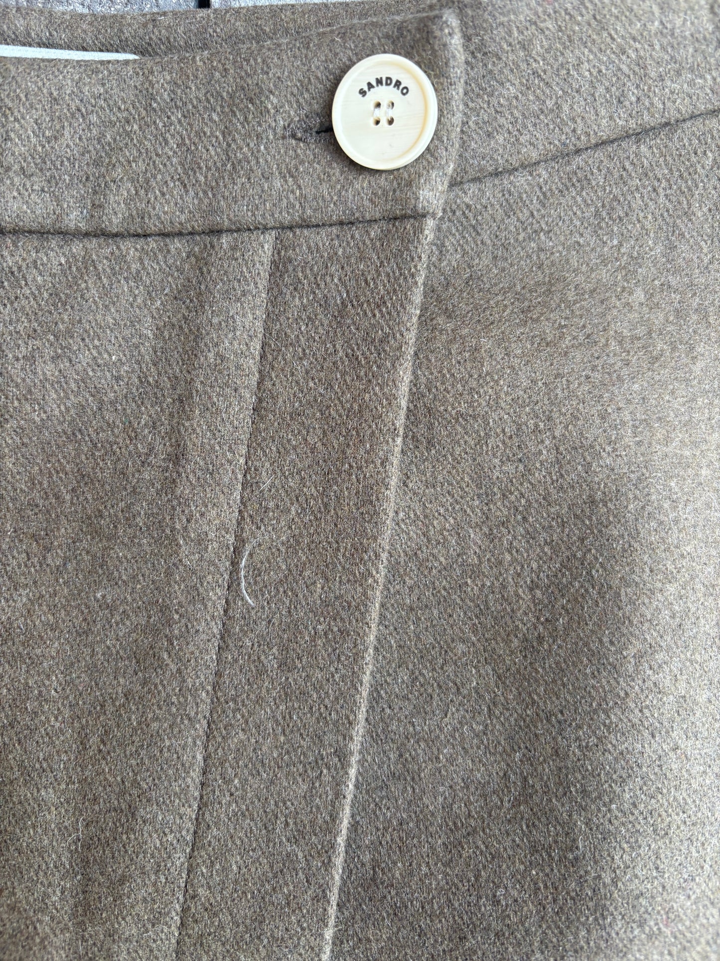 Sandro Khaki Wool Wrap Skirt UK 12
