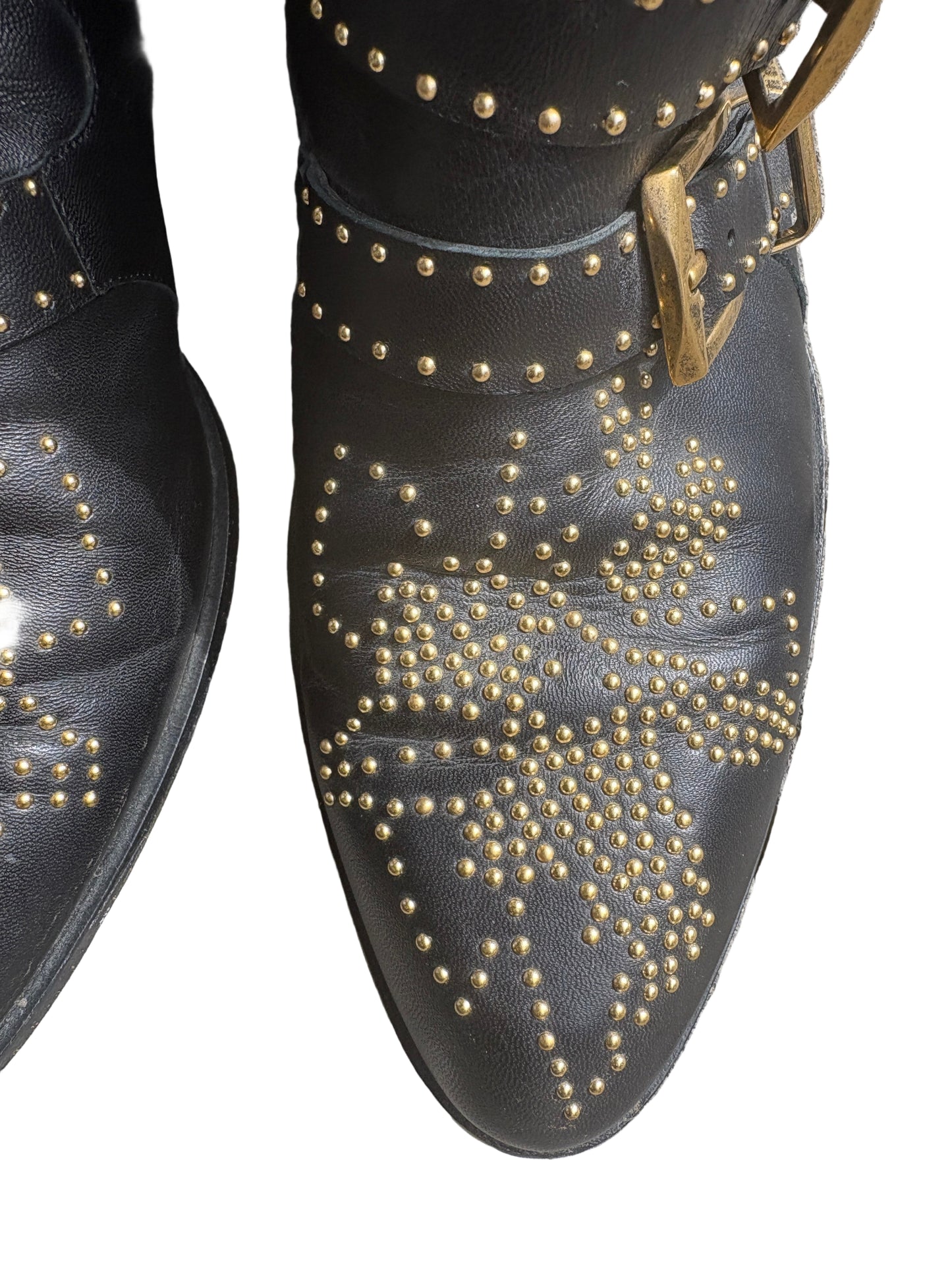 Chloe Susanna Gold Studded Boots UK 6