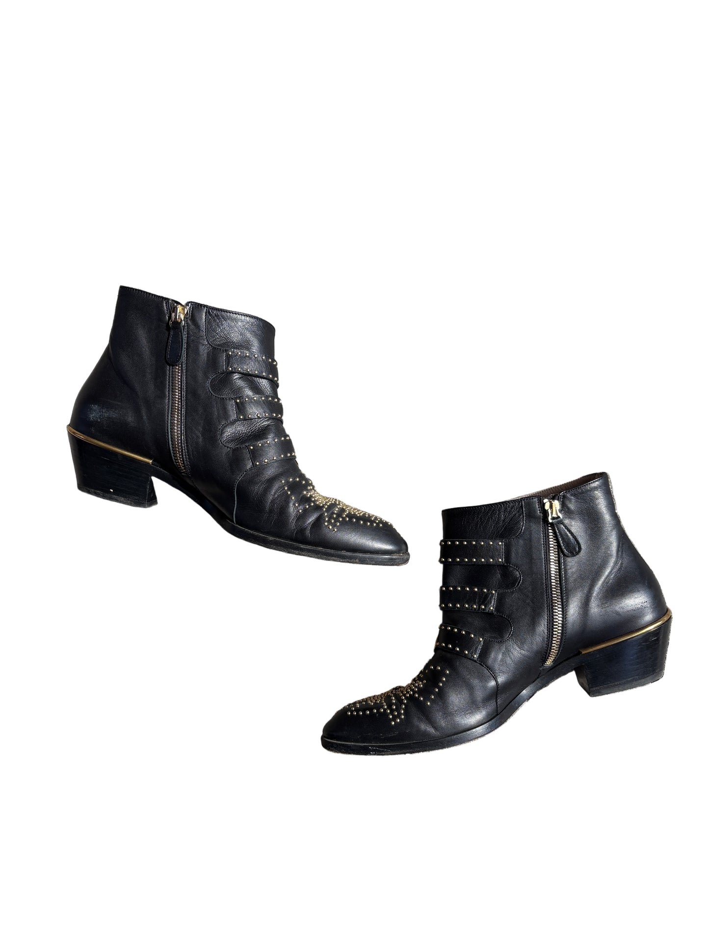 Chloe Susanna Gold Studded Boots UK 6