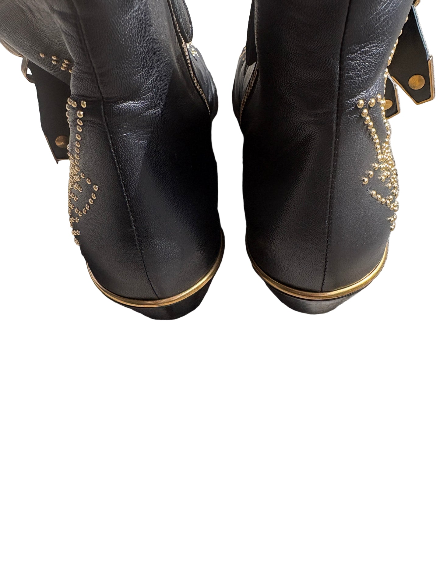 Chloe Susanna Gold Studded Boots UK 6