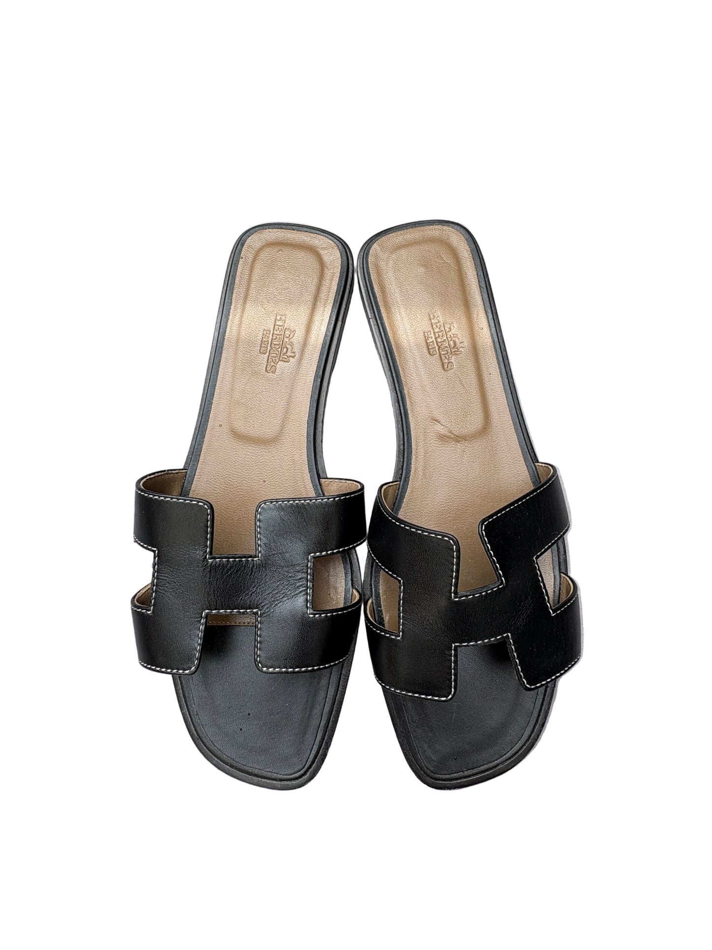 Hermes Black Oran sandal