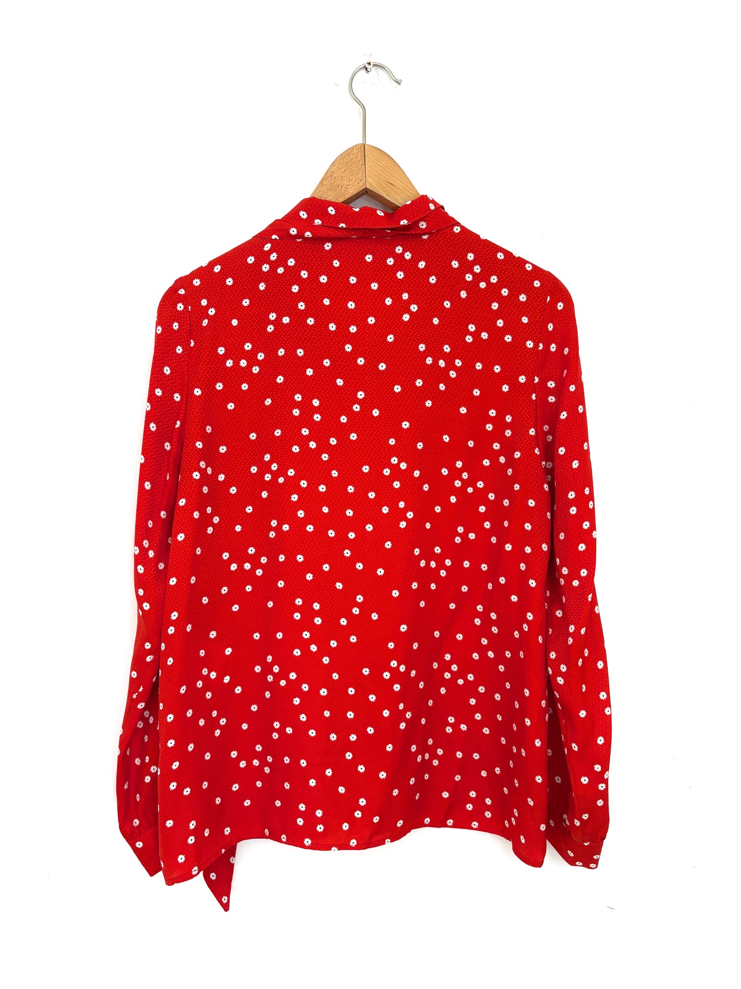 Sézane Ditsy Red Silk Blouse UK 10