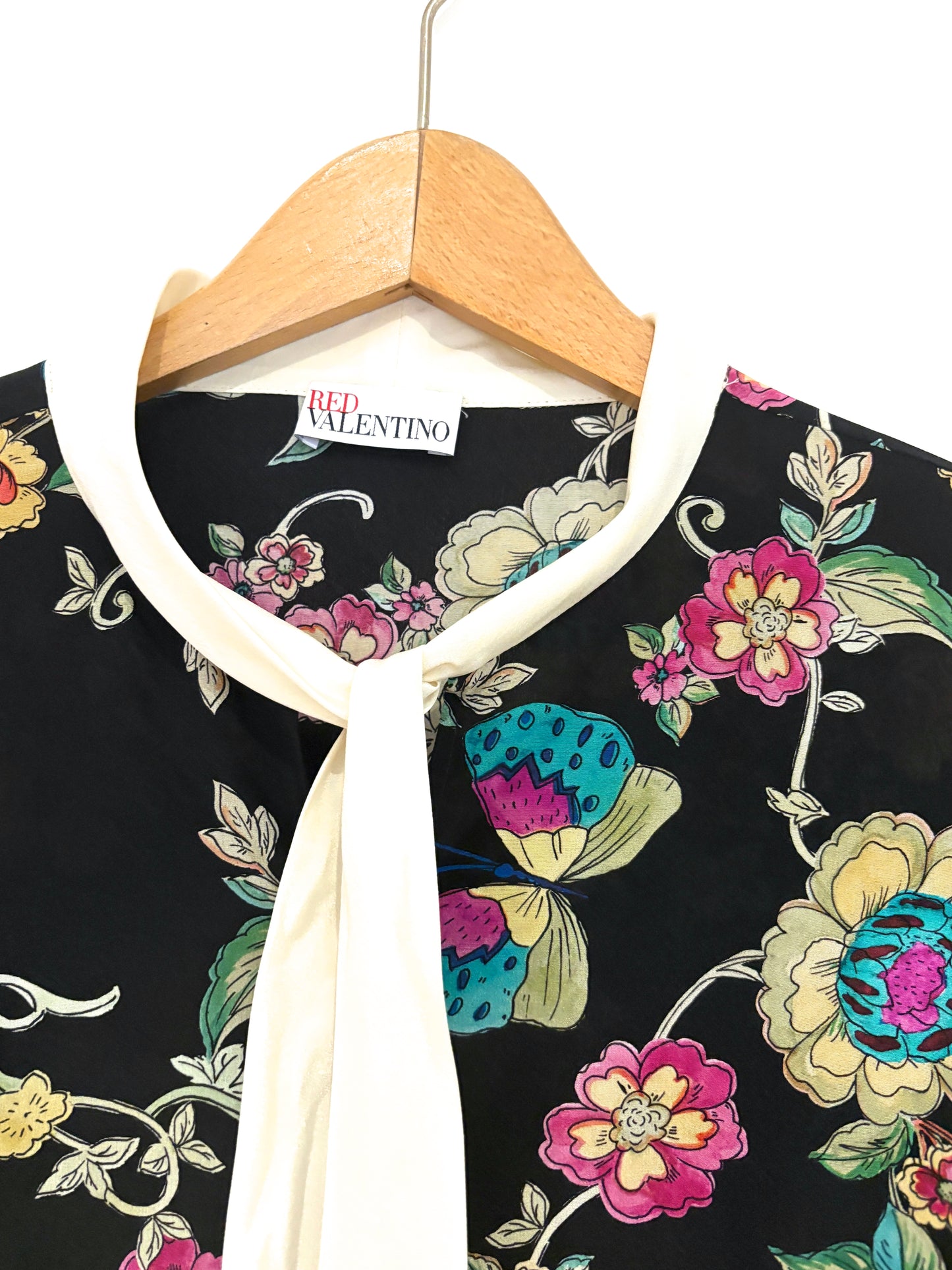 Red Valentino Floral Neck Tie Blouse UK 16
