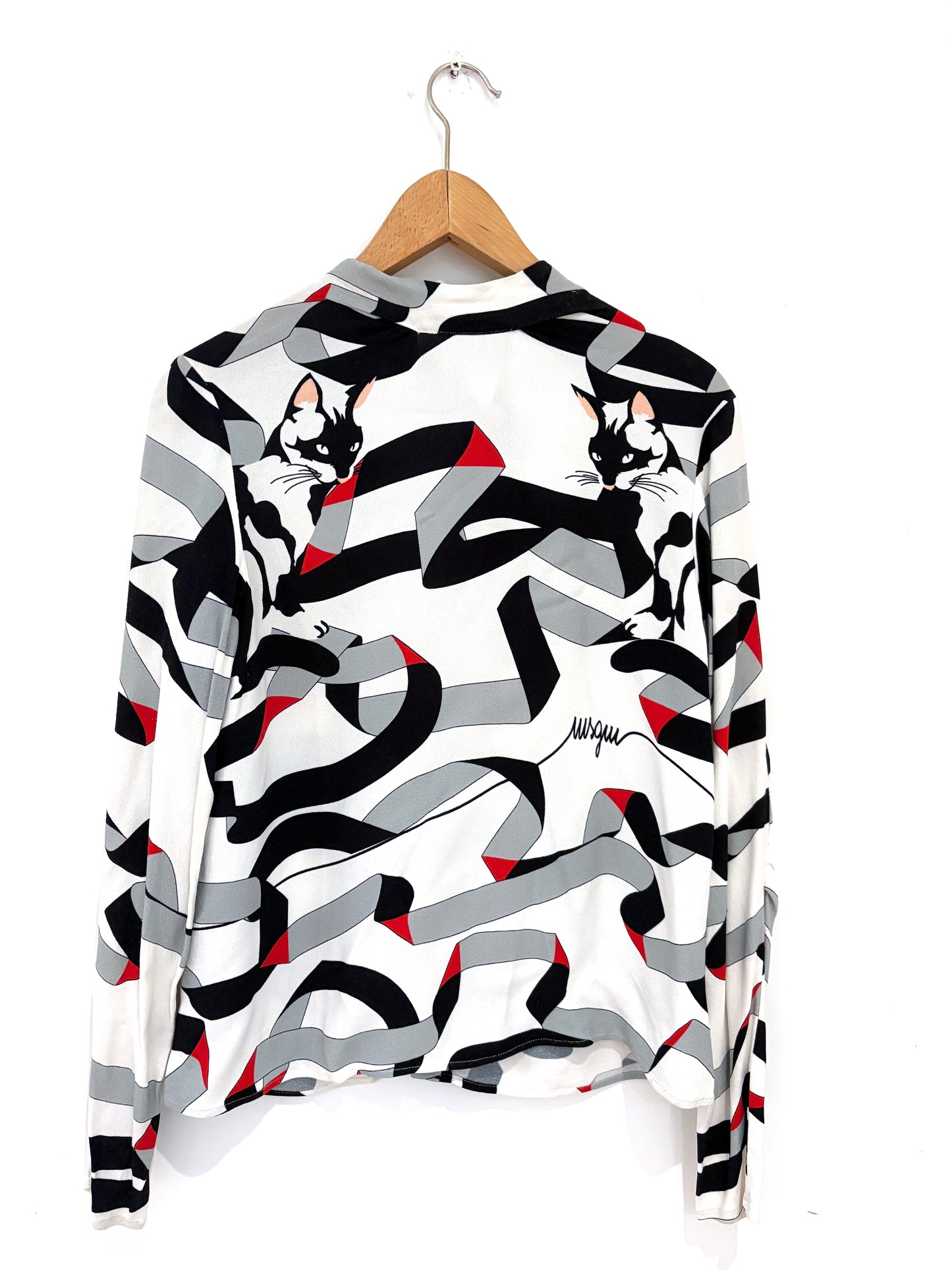 MSGM Printed Neck-Tie Blouse UK 10