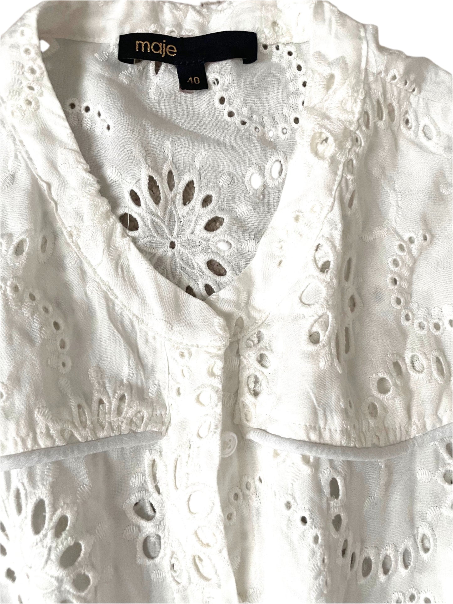 Maje Cotton Broderie Dress UK 12