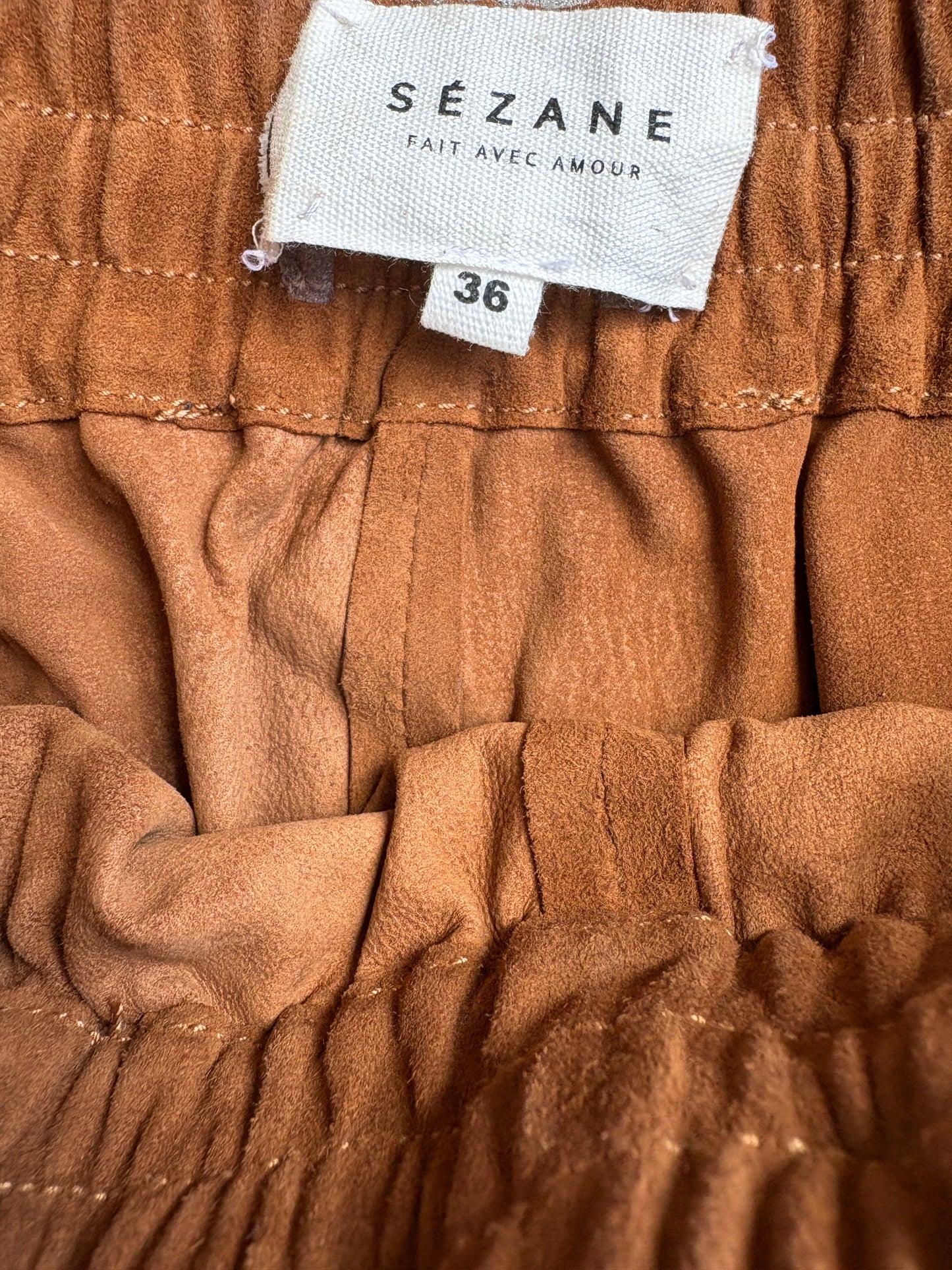 Sézane Tan Suede Shorts UK 8