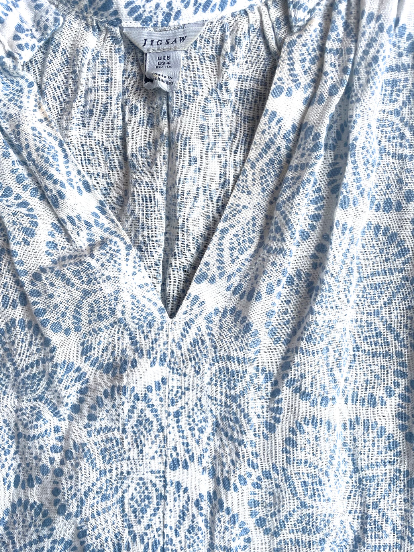 Jigsaw Print Linen Dress UK 8