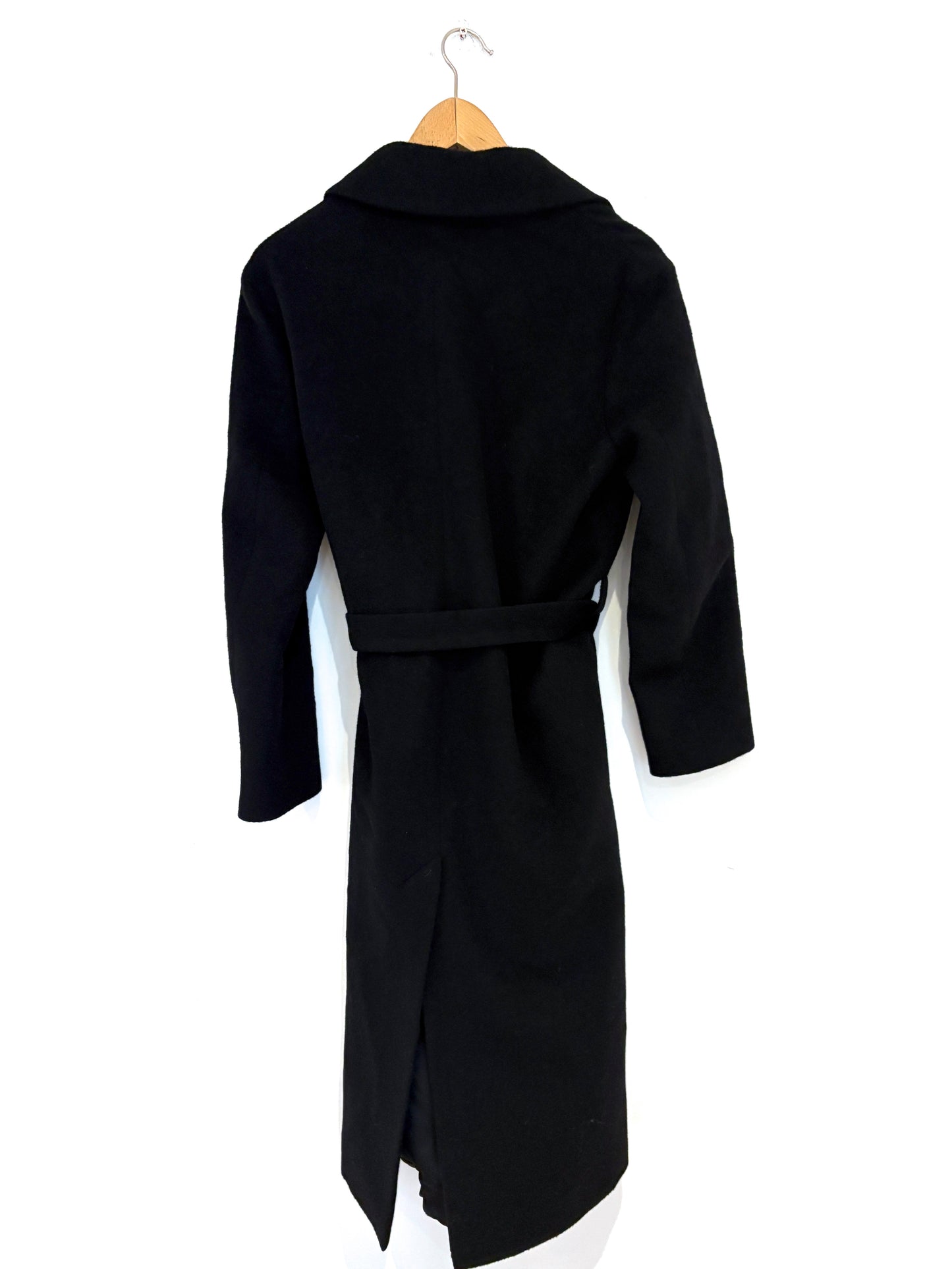 & Other Stories Belted Alpaca Black Coat UK 6