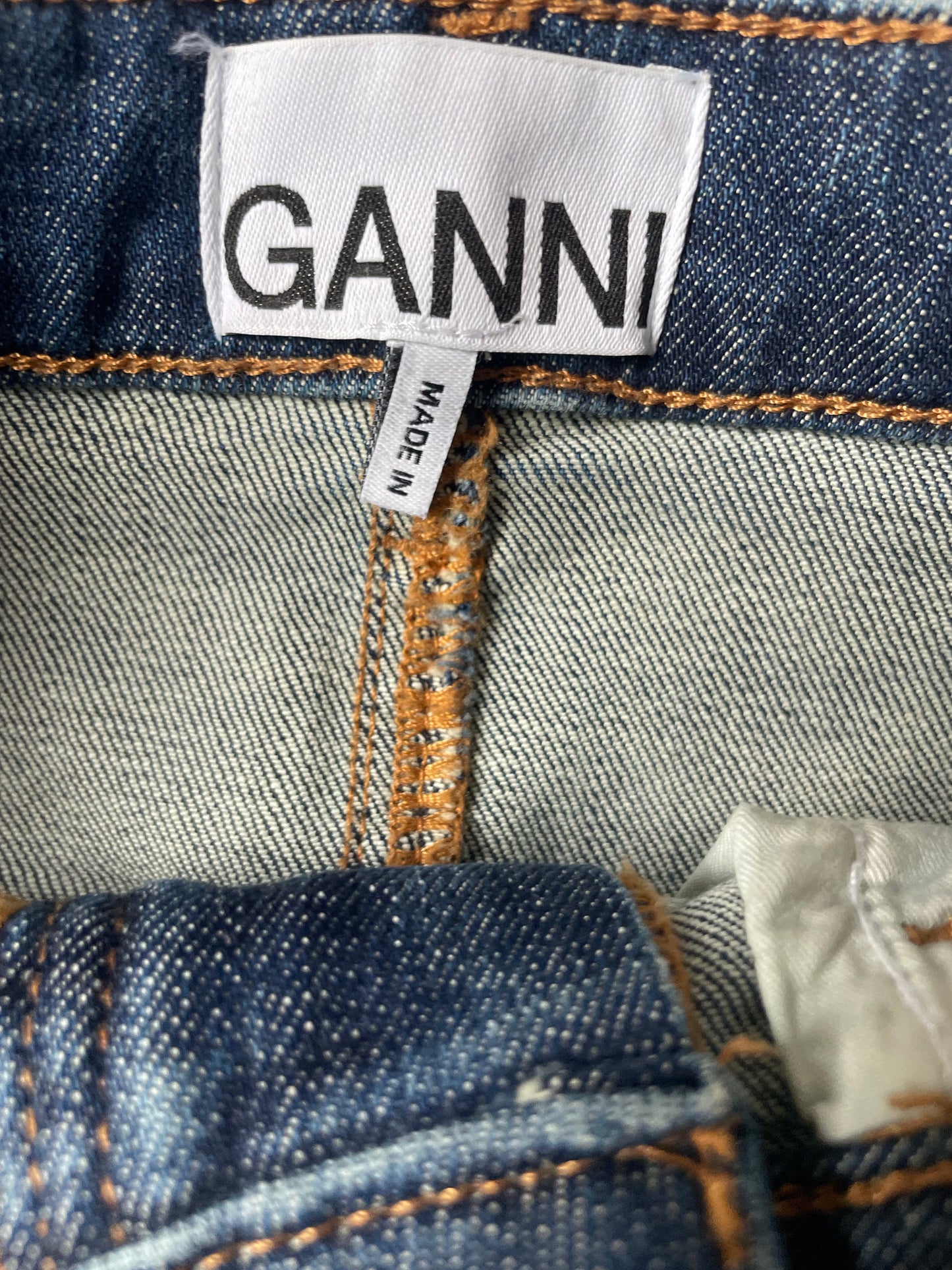 Ganni Denim Midi Skirt UK 8