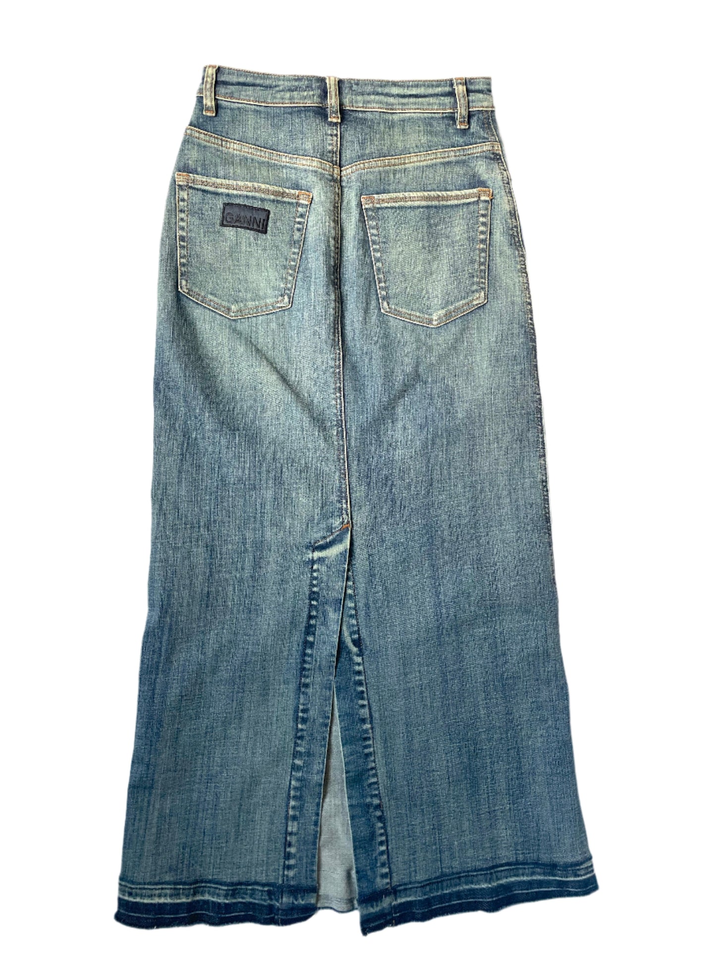 Ganni Denim Midi Skirt UK 8