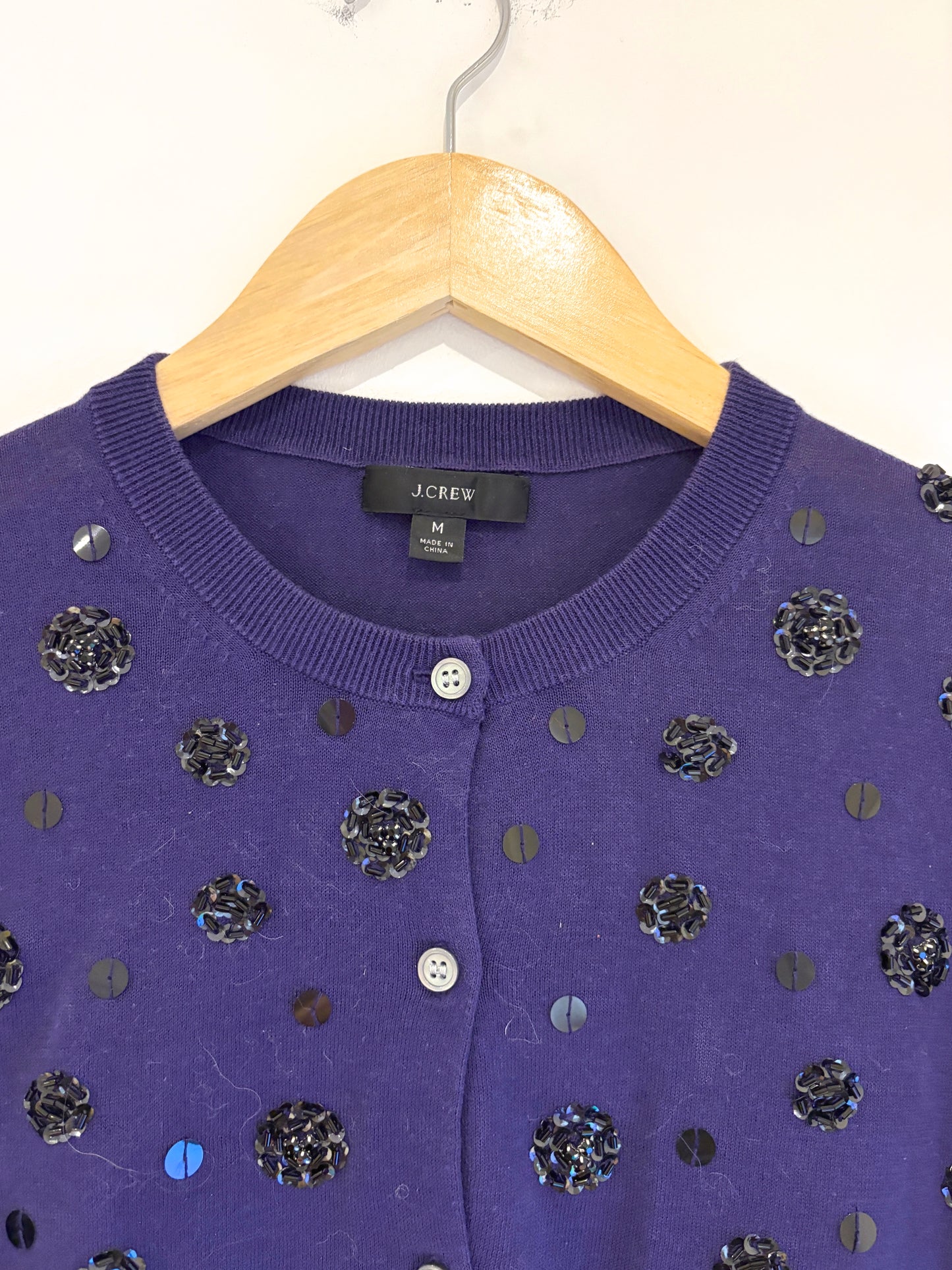 J Crew Purple Sequinned Cardigan M