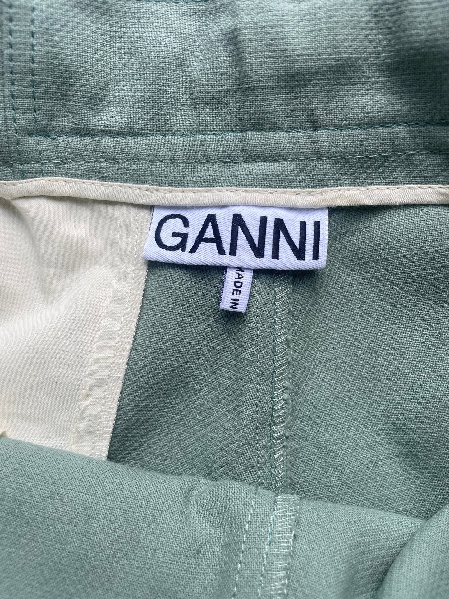 Ganni Green Drawstring Shorts UK 8