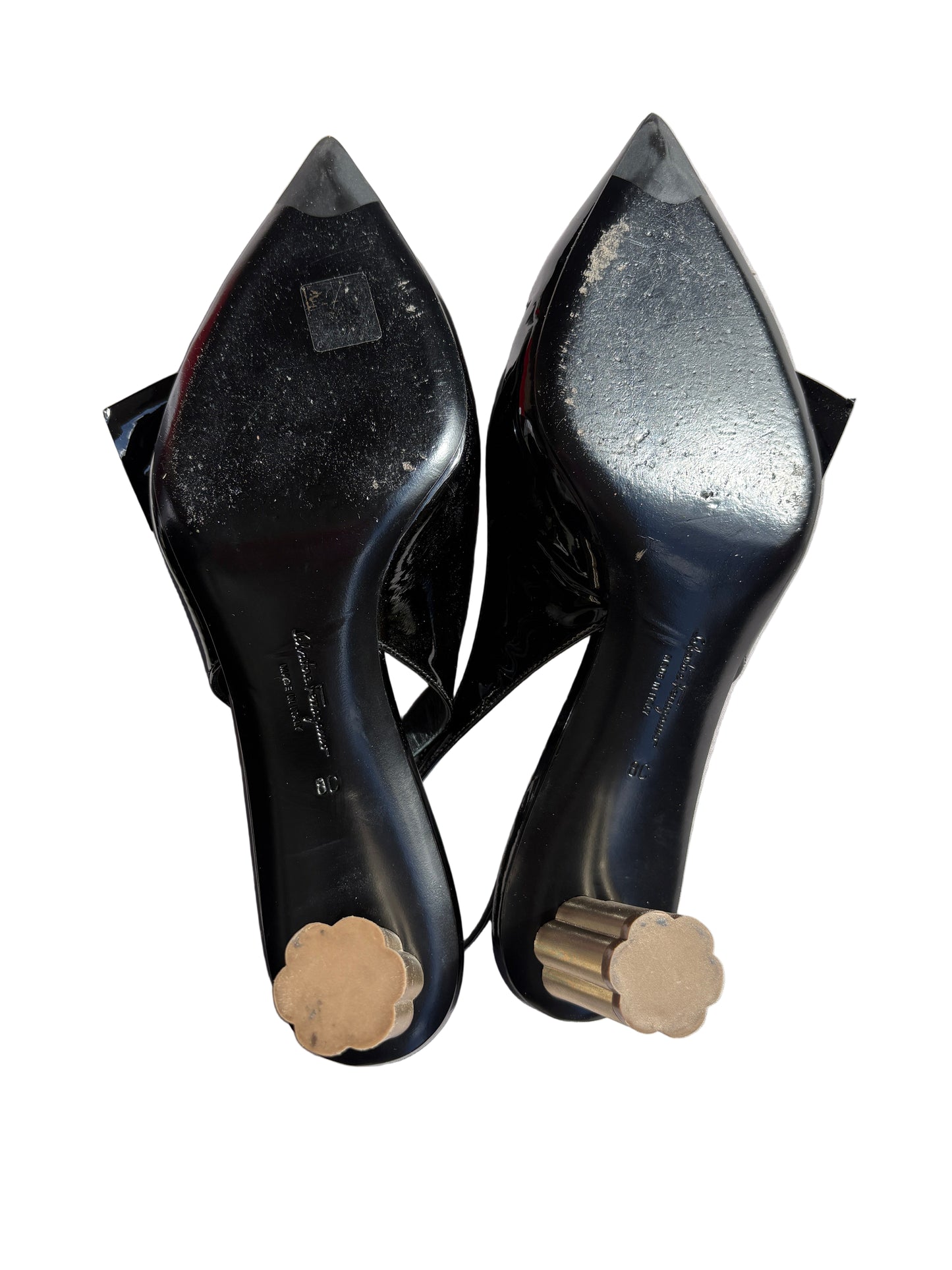 Salvatore Ferragamo Nero Patent Calf Heels UK 5.5