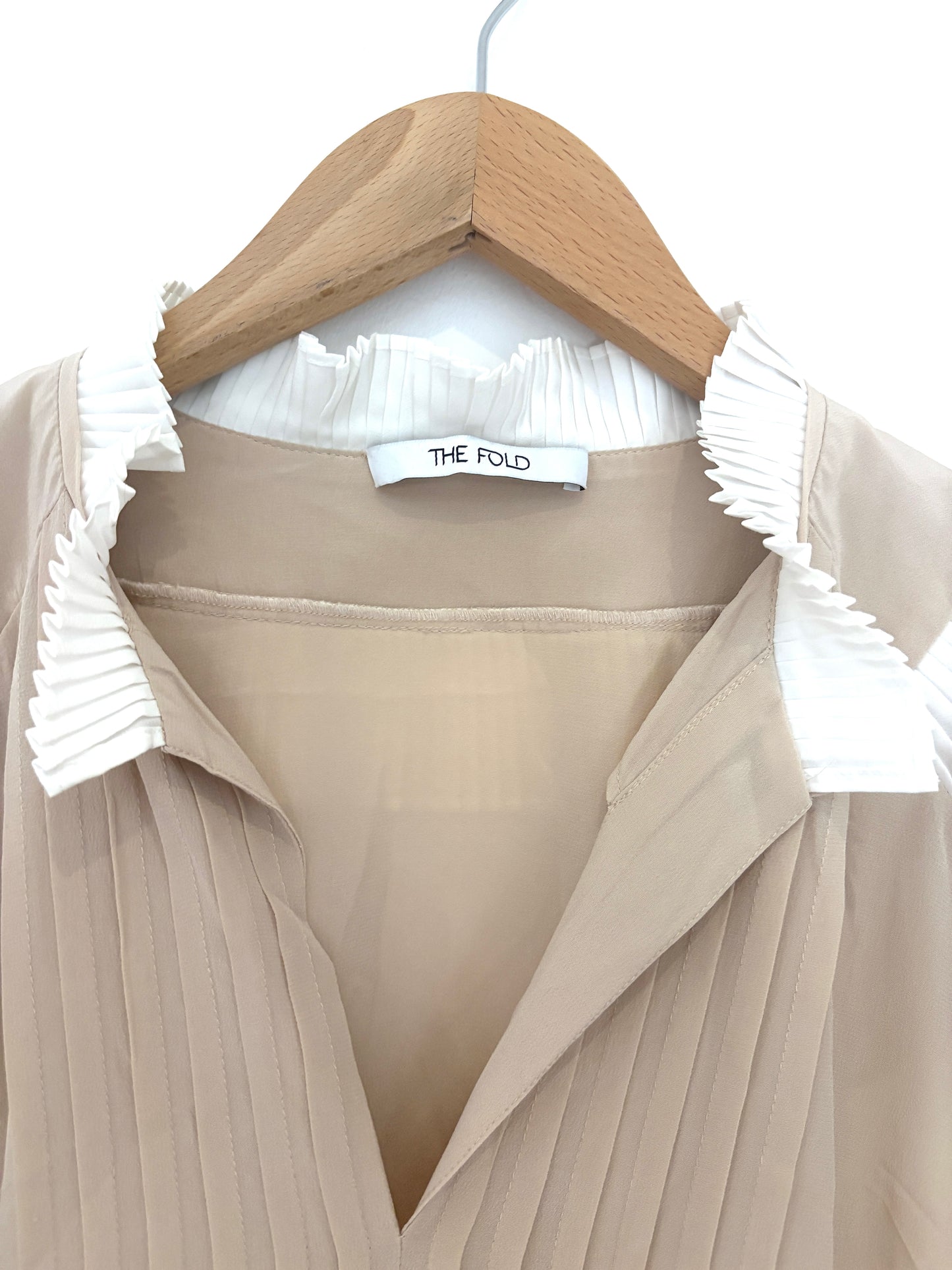 The Fold Silk Beige Pleat Blouse UK 12