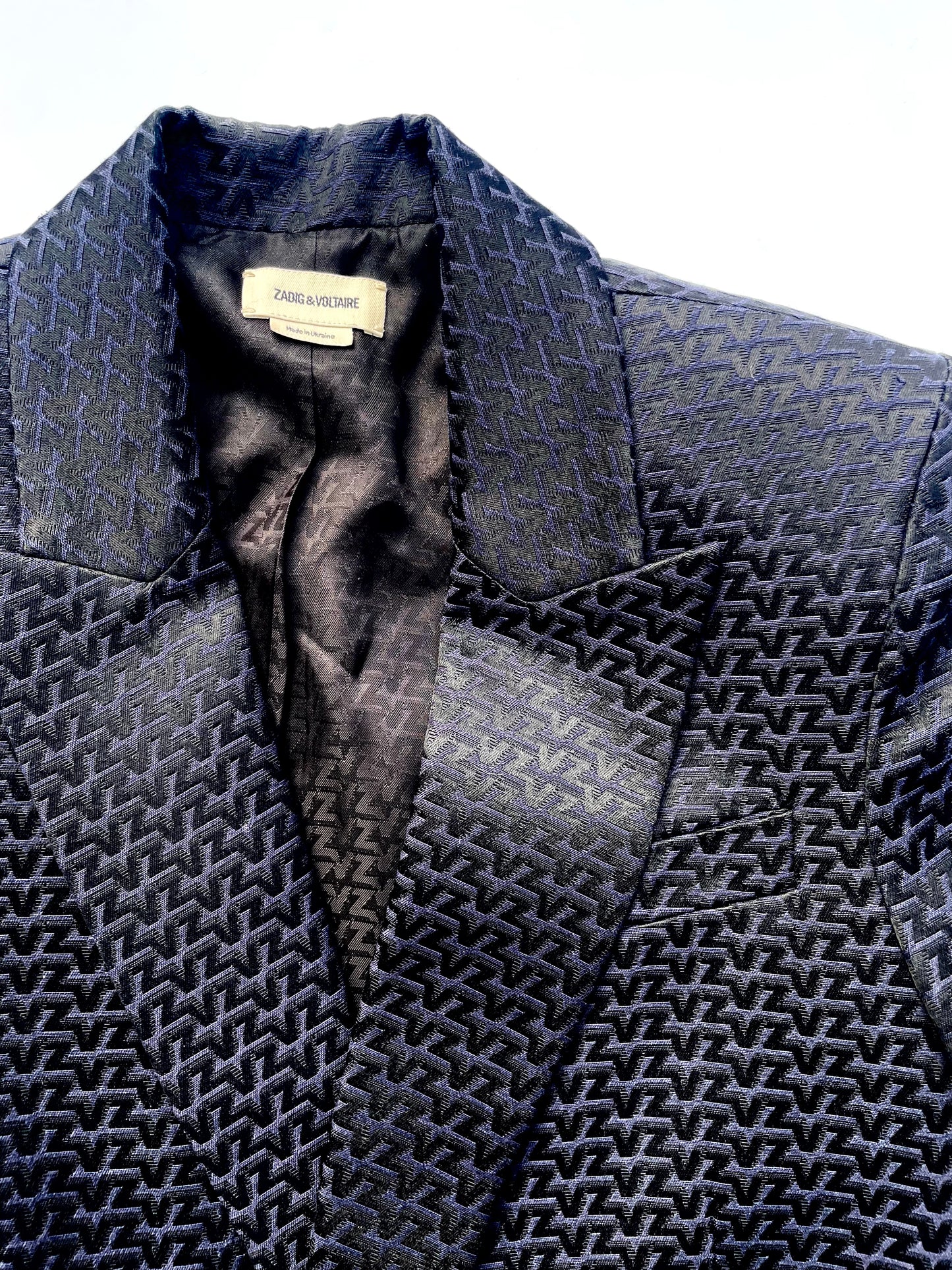 Zadig & Voltaire Black Jacquard Blazer UK 10