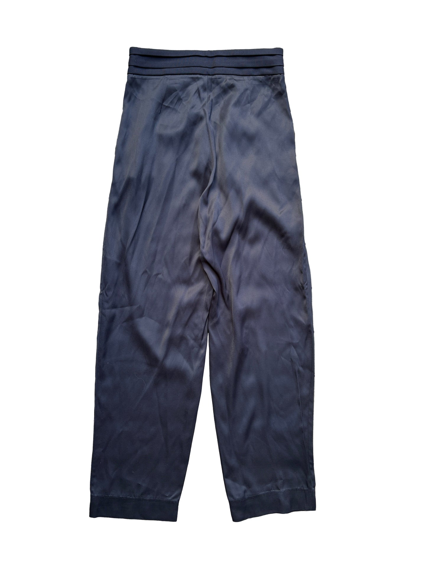 Massimo Dutti Studio Navy Silky Tailored Trousers UK 8