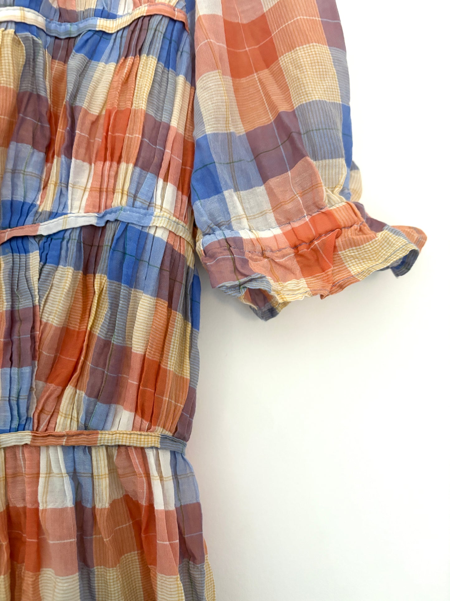 Rejina Pyo Orange and Blue Check Dress UK 10