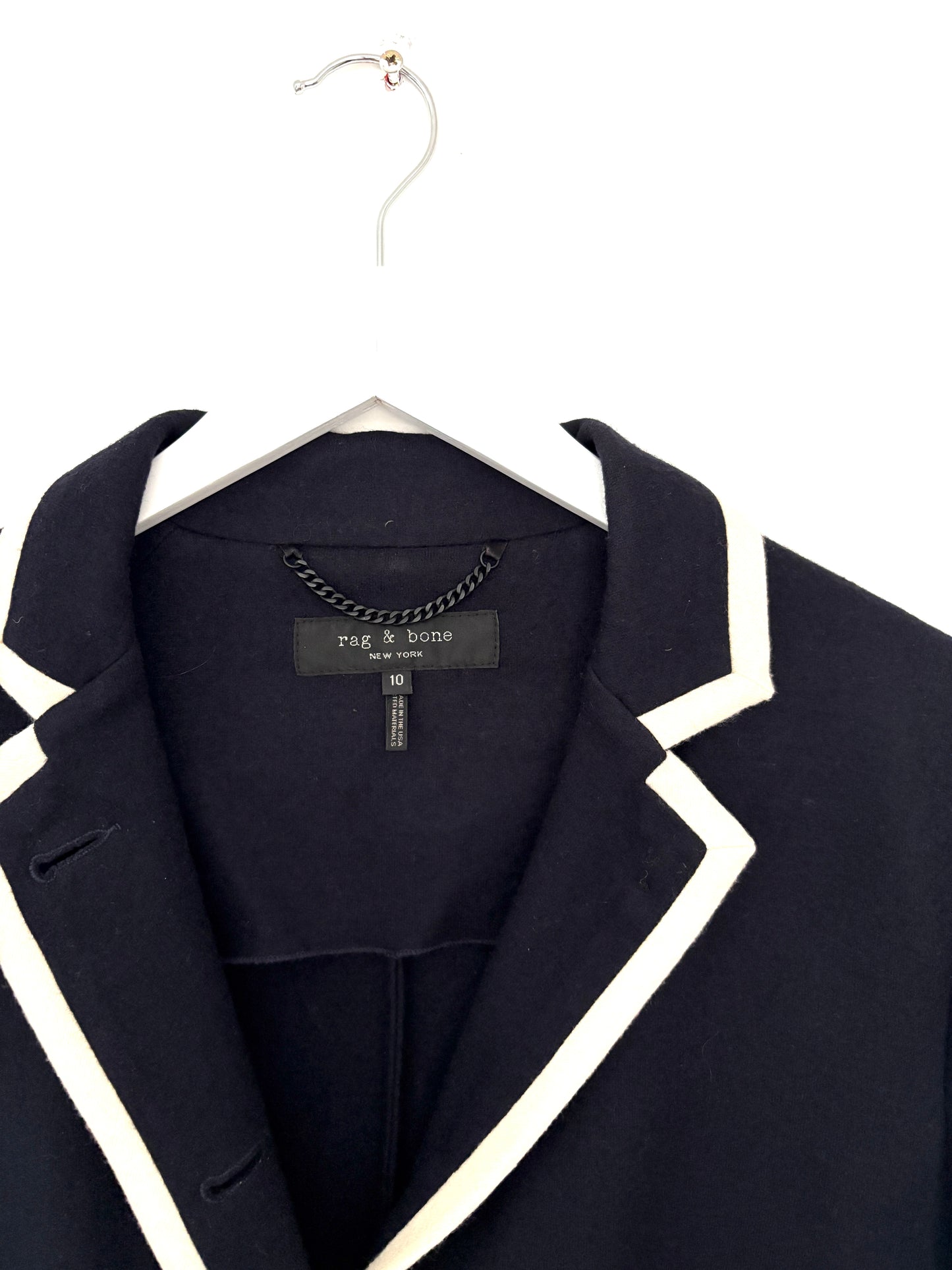 Rag & Bone Navy Felt Uni Blazer UK 14