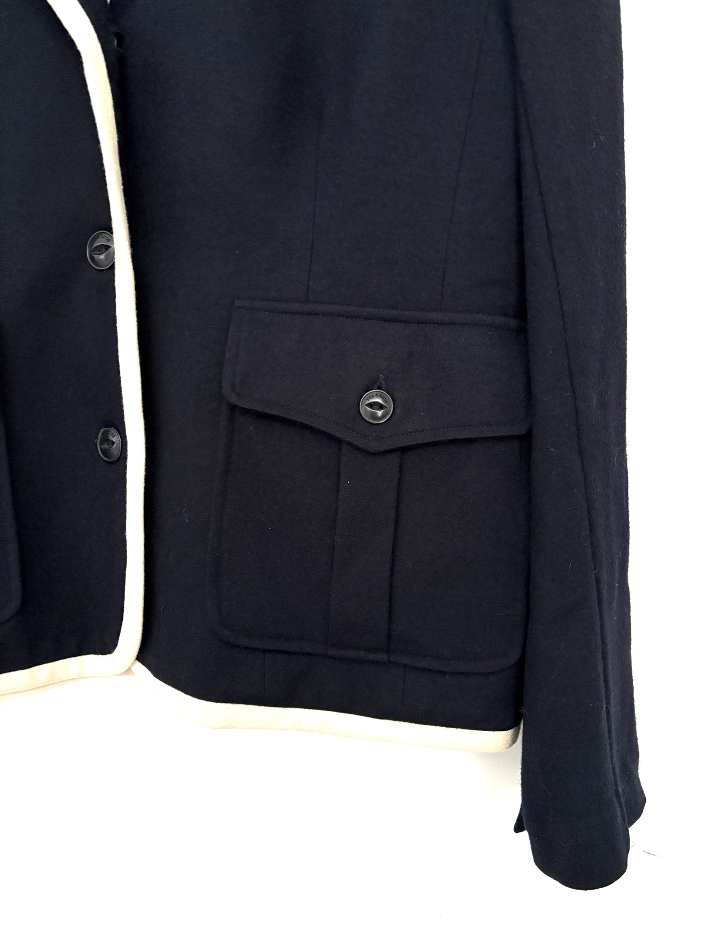 Rag & Bone Navy Felt Uni Blazer UK 14