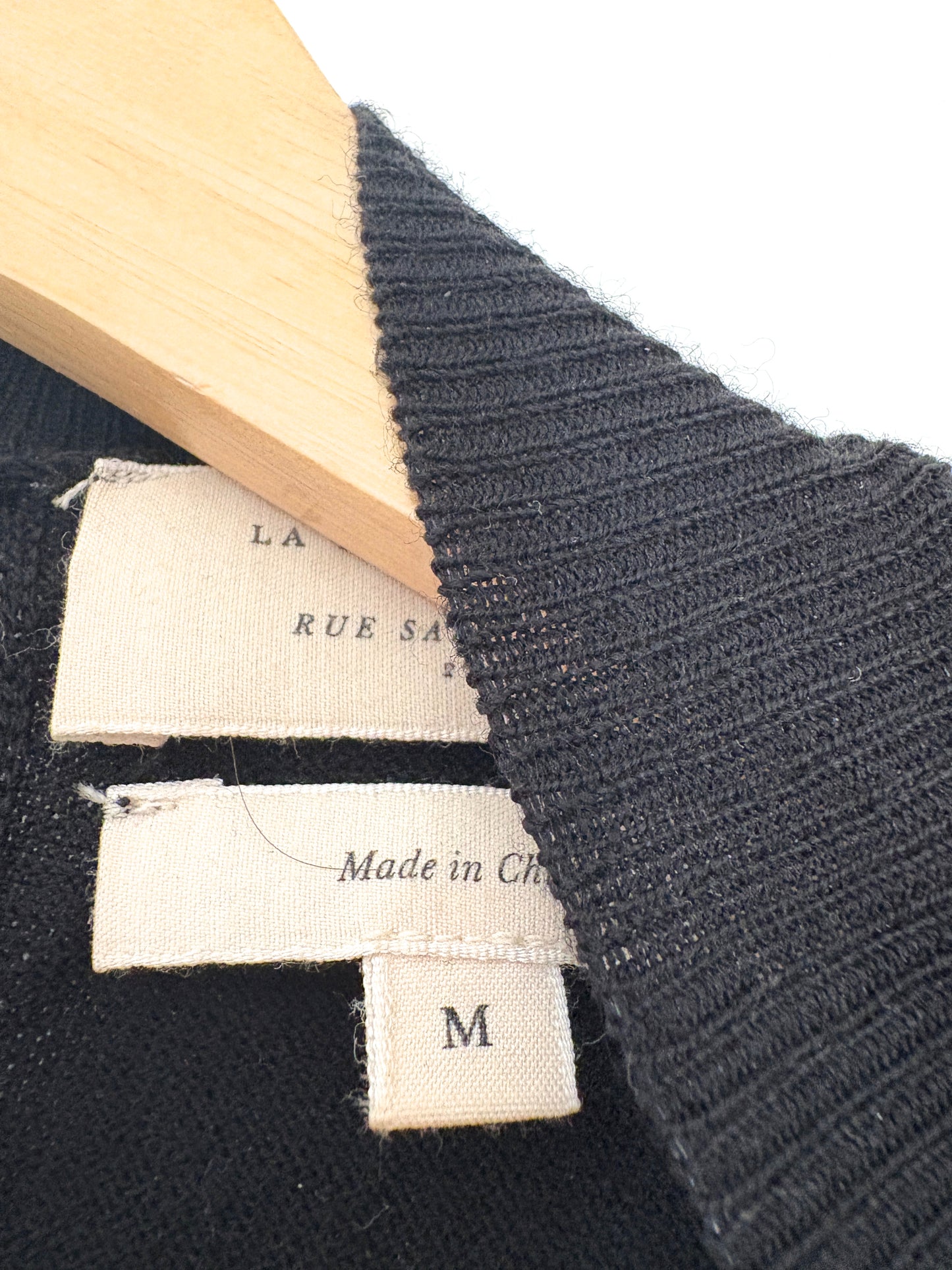 Sézane Wool Black Jumper with Frill Sleeves M