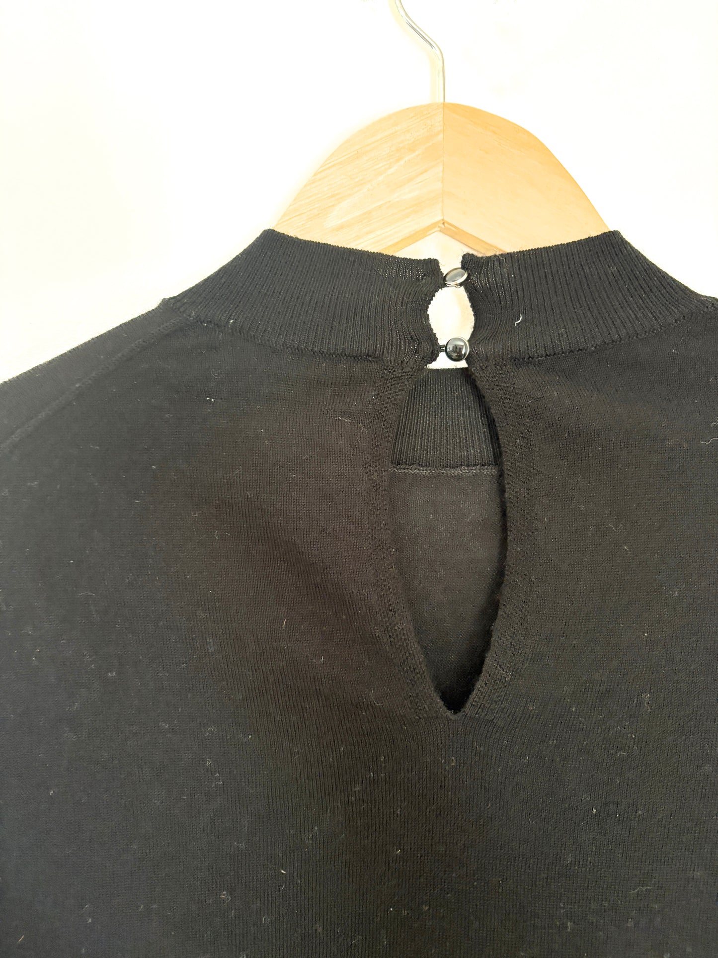 Sézane Wool Black Jumper with Frill Sleeves M