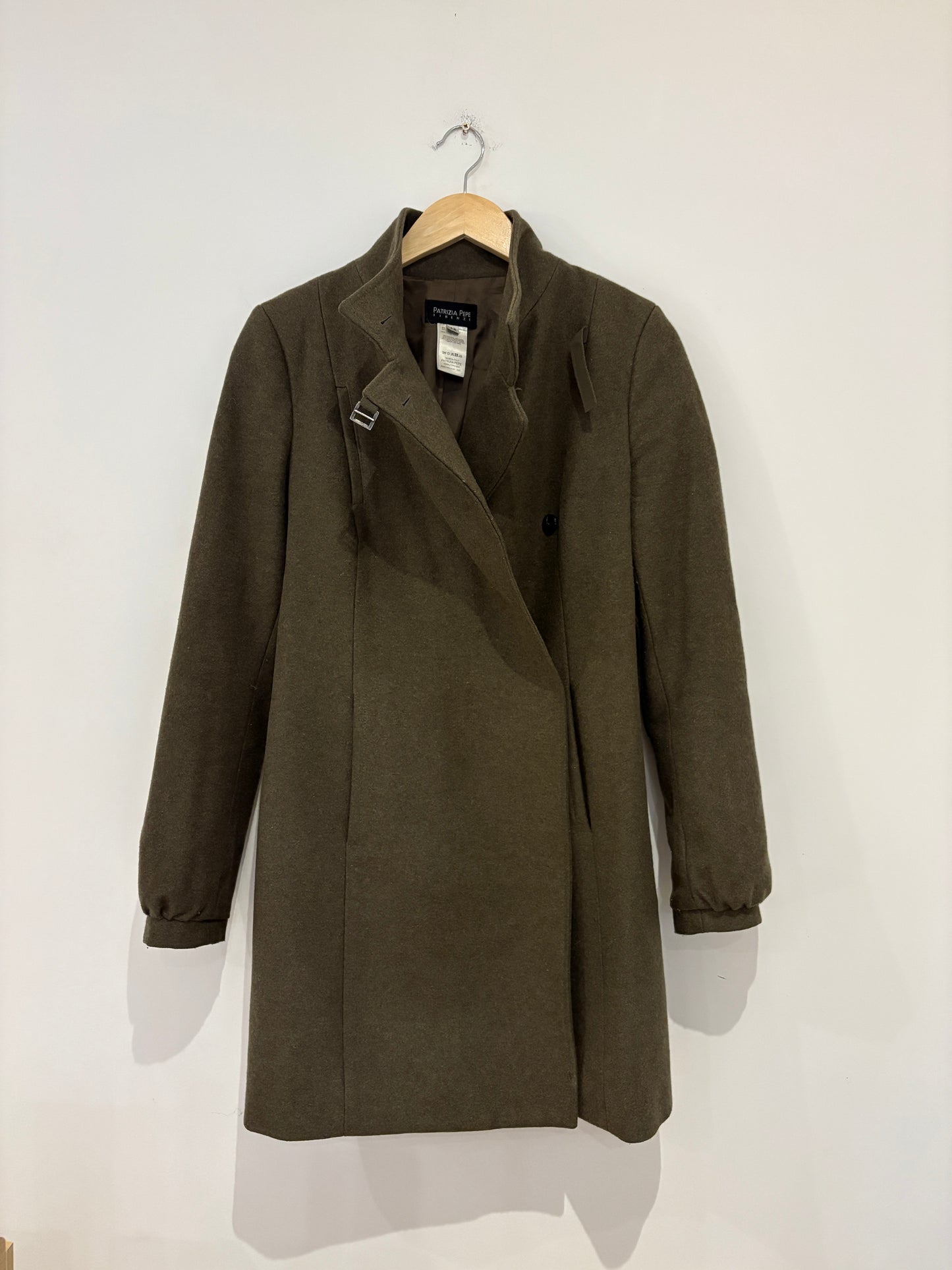 Patrizia Pepe Khaki Wool Coat UK 10