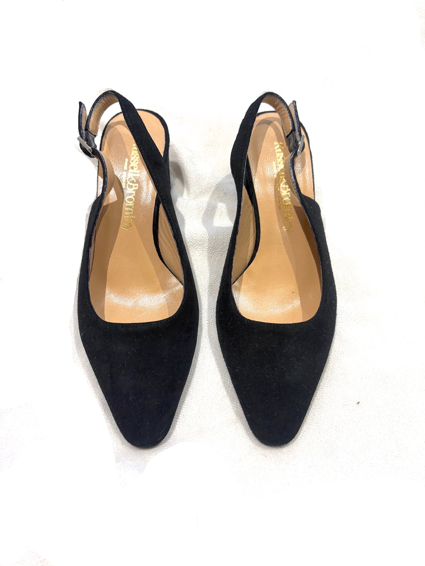 Russell & Bromley Black Suede Slingbacks UK 3