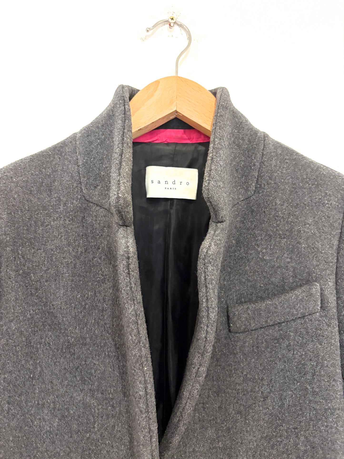 Sandro Grey Wool Coat UK 8