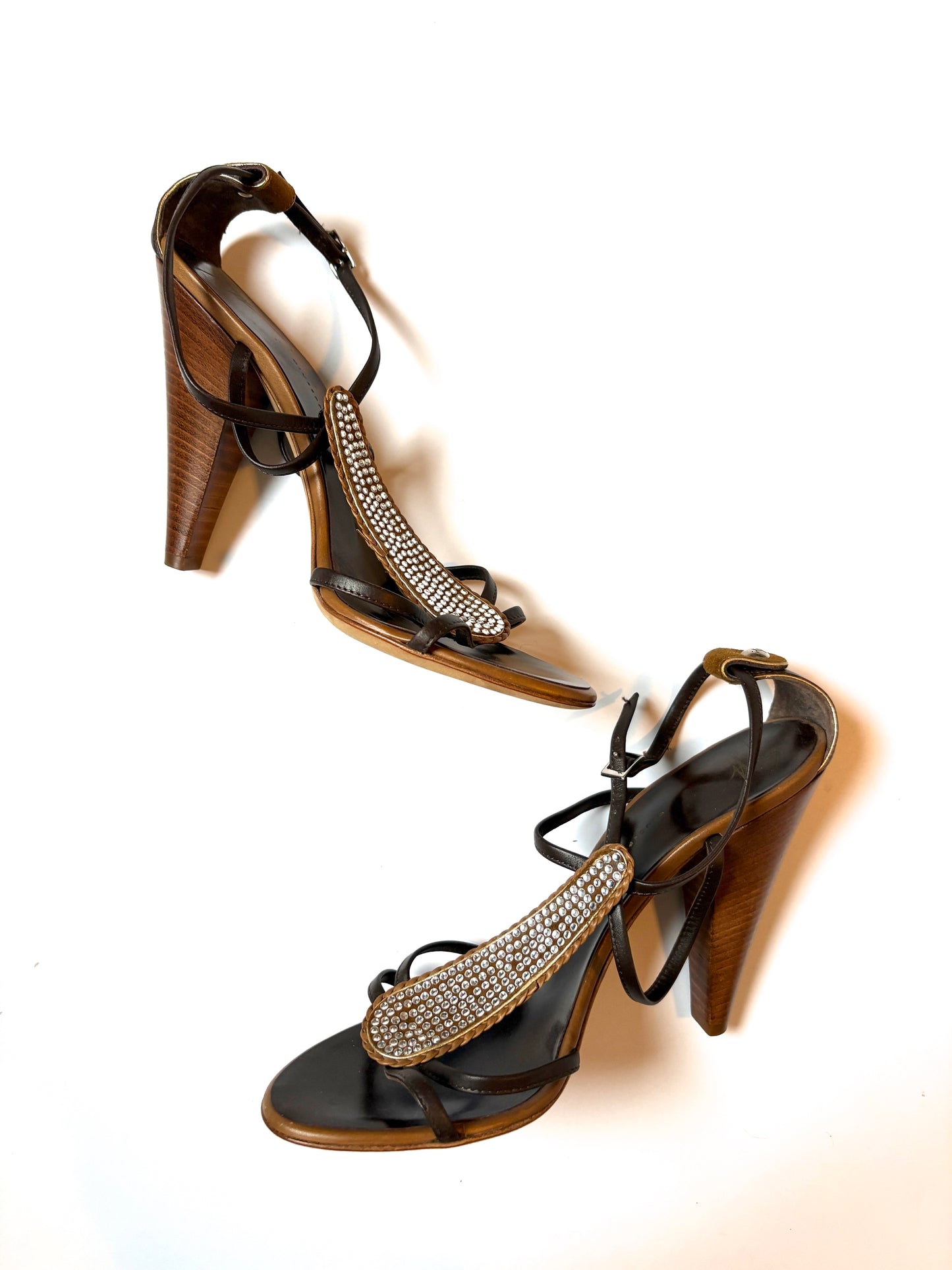 Giuseppe Zanotti Brown Beaded Heels UK 5