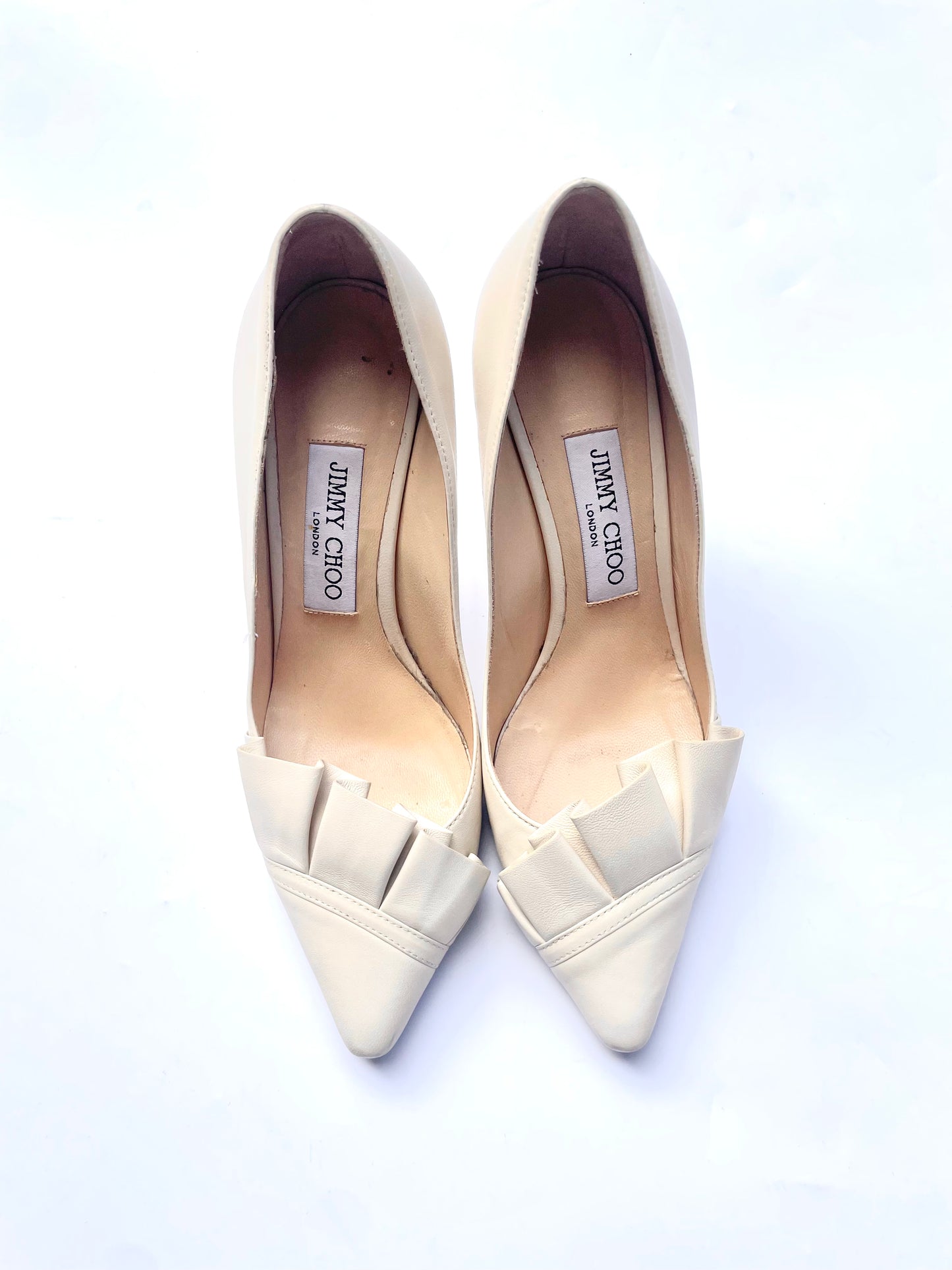 Jimmy Choo Cream Leather Pointed Shoes