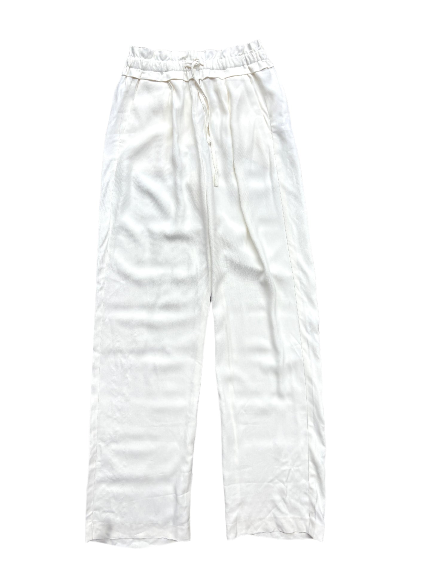 Reiss Crepe White Wide Leg Trousers