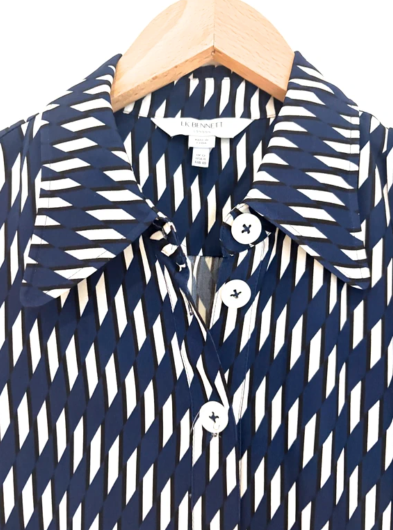 LK Bennett Valerie Navy & Birch Shirt Dress UK 12