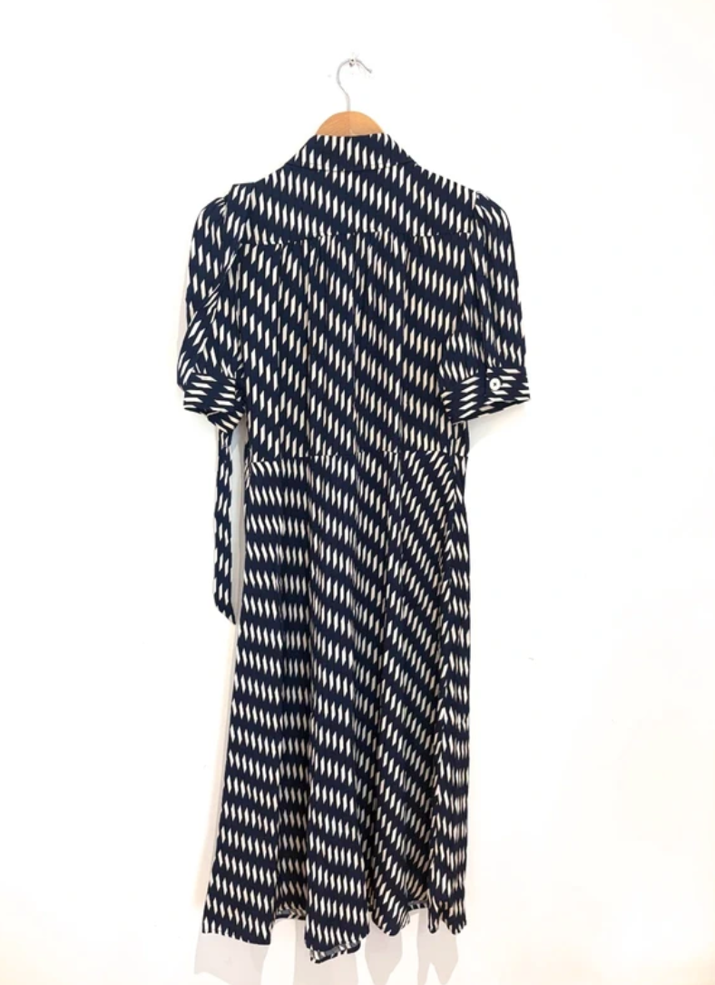 LK Bennett Valerie Navy & Birch Shirt Dress UK 12