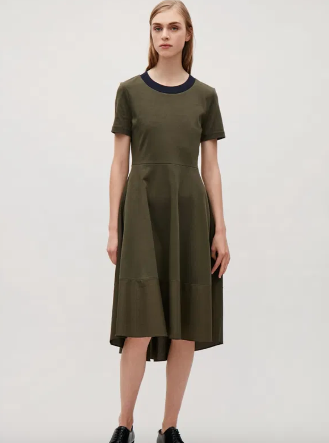 Cos Khaki Flare Dress M