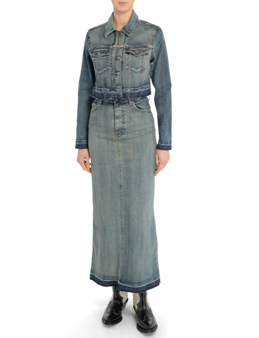 Ganni Denim Midi Skirt UK 8