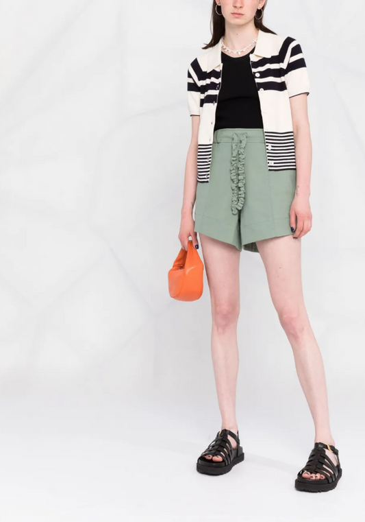 Ganni Green Drawstring Shorts UK 8
