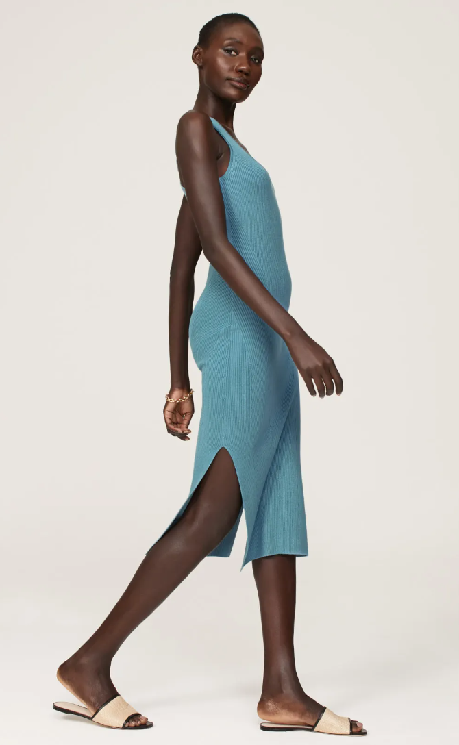 Naadam Blue Knit Midi Dress S