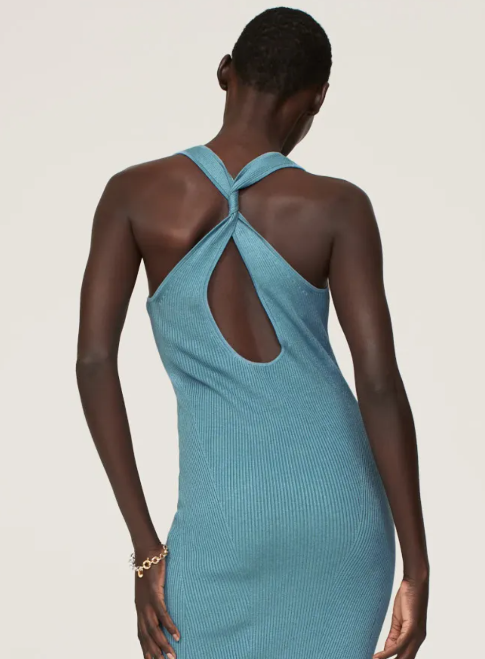 Naadam Blue Knit Midi Dress S