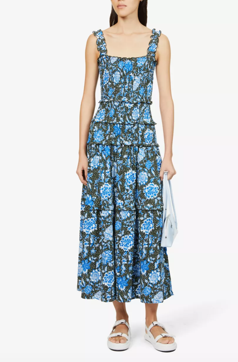 Me+Em Smocked Paisley Midi Dress UK 12