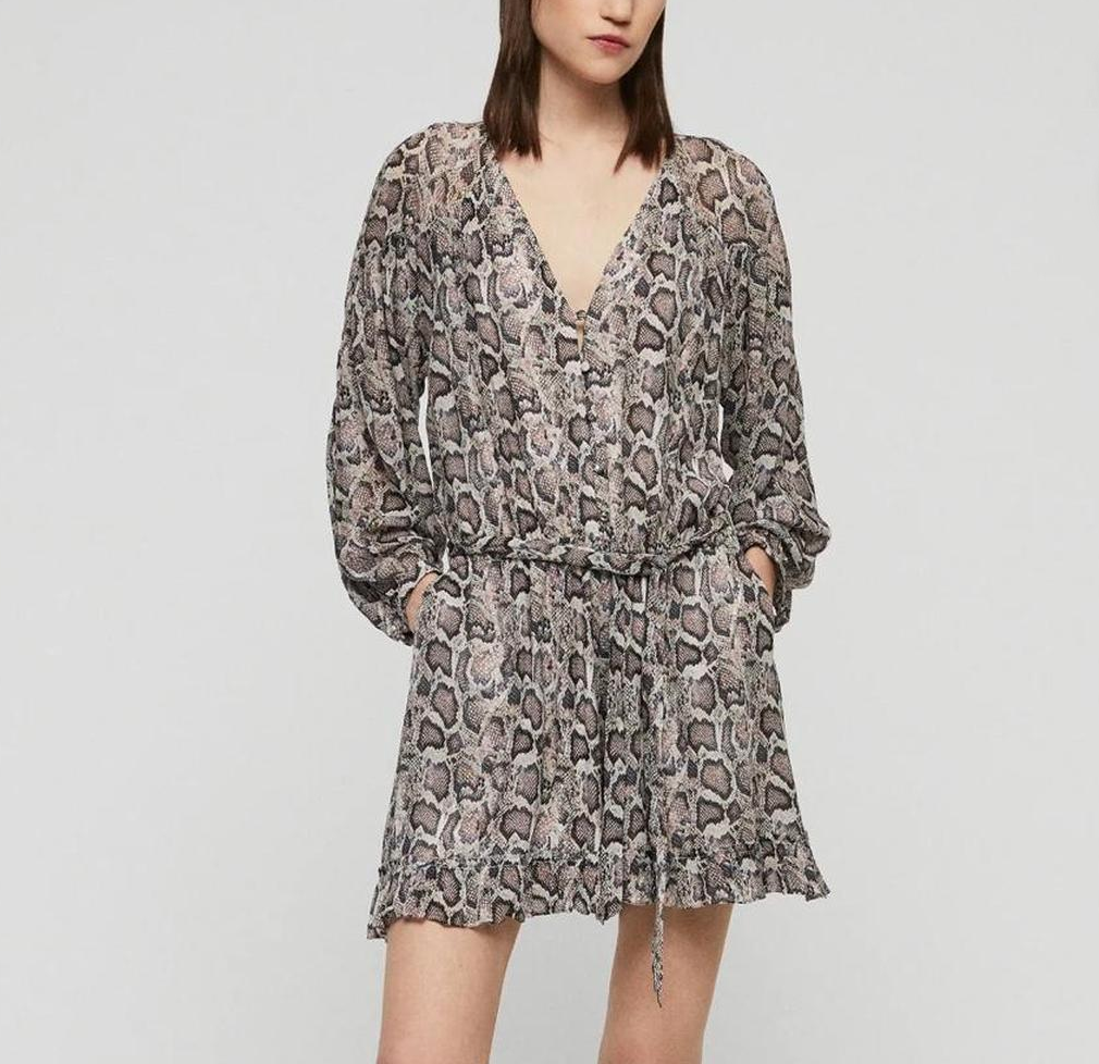 All Saints Snake Print Jumpsuit UK 4