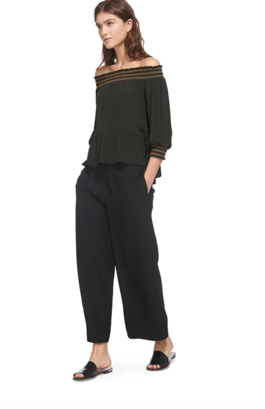 Whistles Khaki Silk Blouse UK 10
