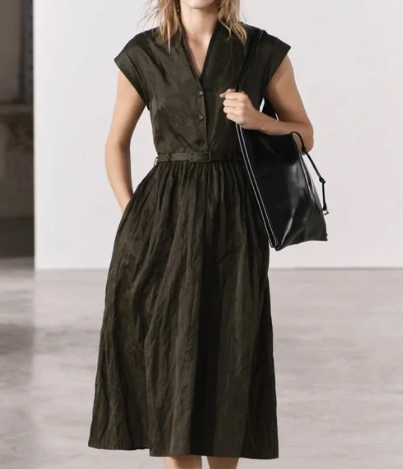 Zara Khaki Shirt Dress S