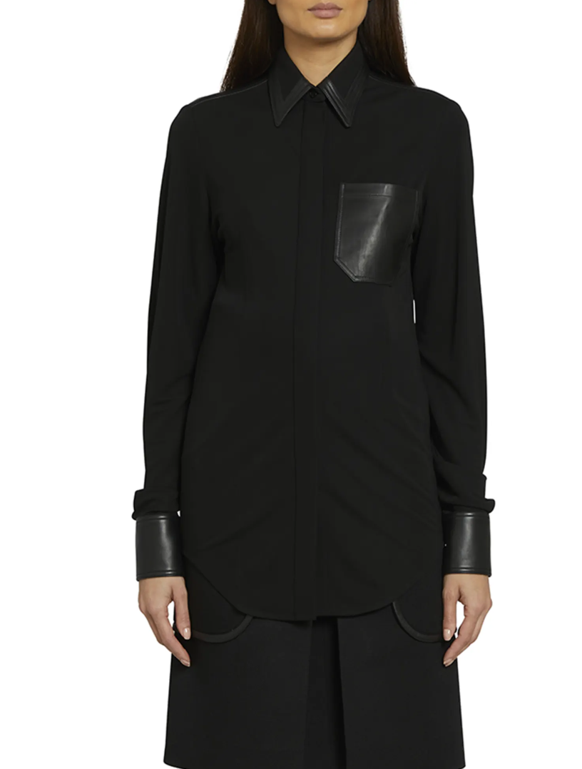Victoria Beckham Leather Trimmed Shirt UK 6