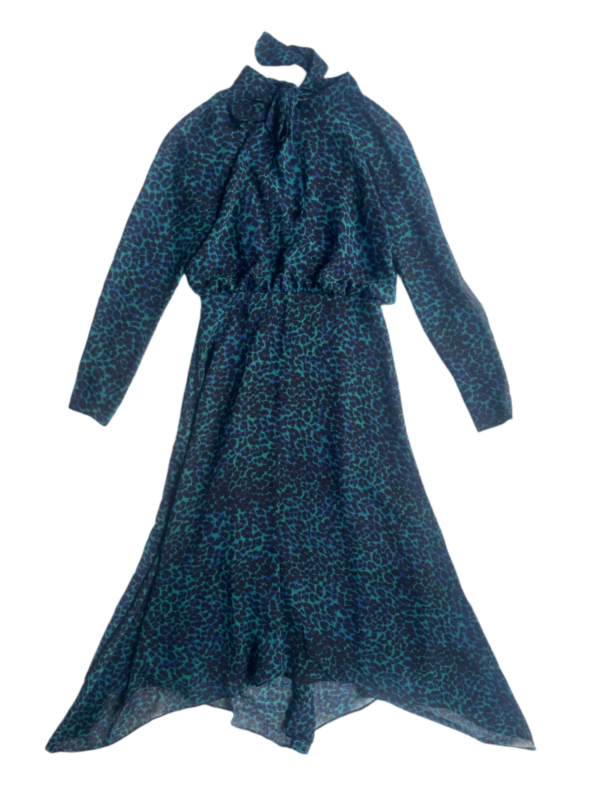 Whistles leopard print asymmetrical dress in blue