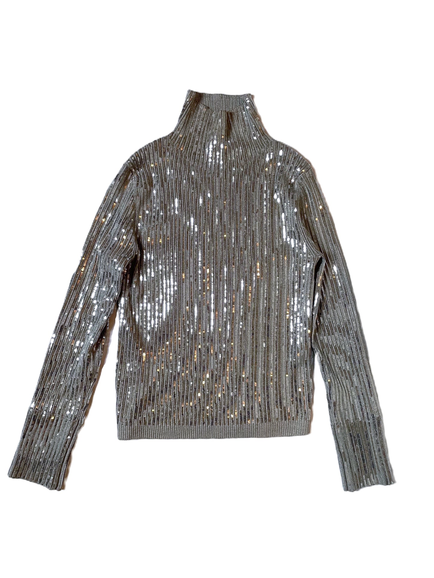 Pinko Silver Sequin Poloneck M image 0