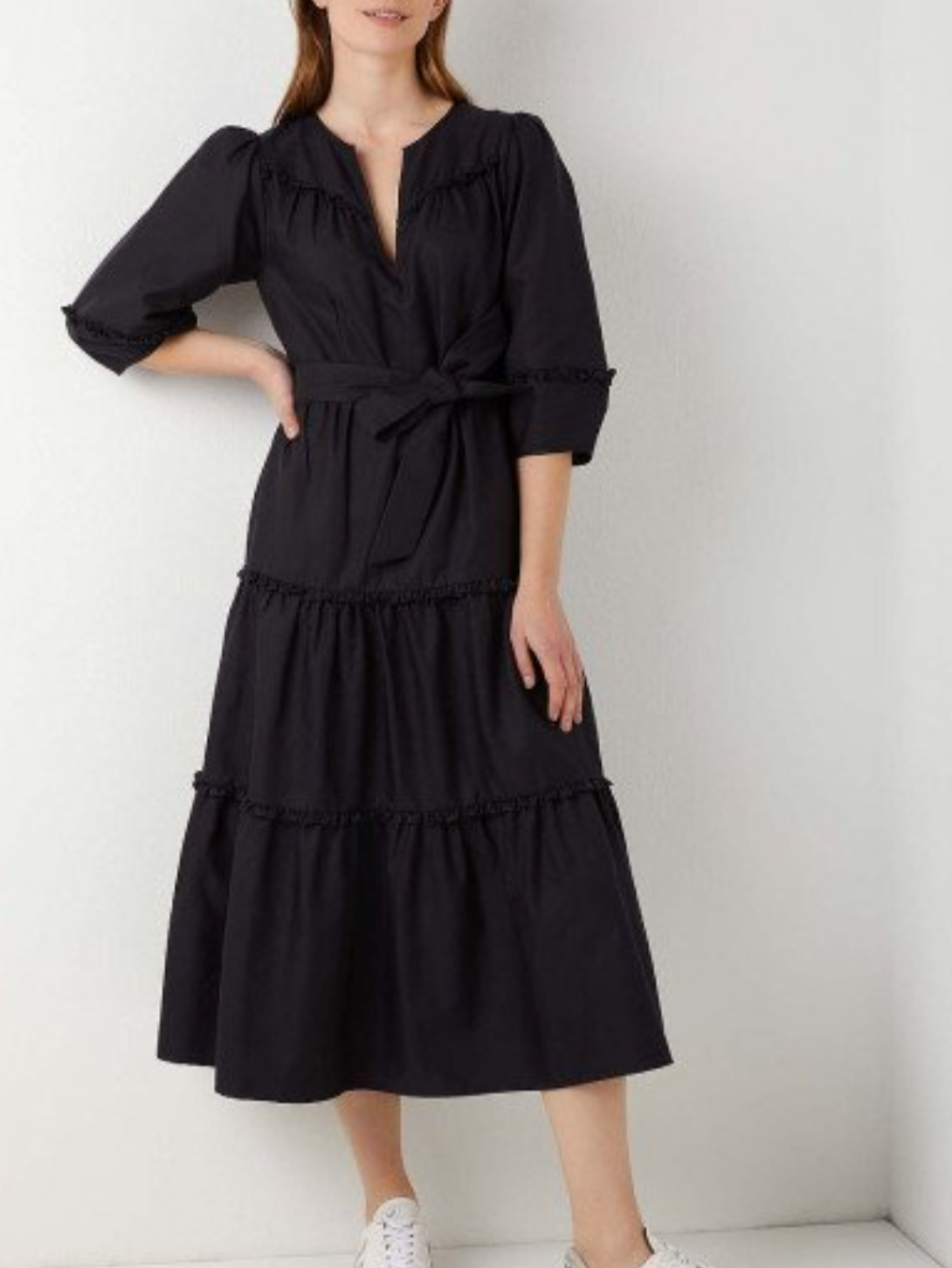 Wyse Tiered Black ;Nadine' Midi Dress S image 1