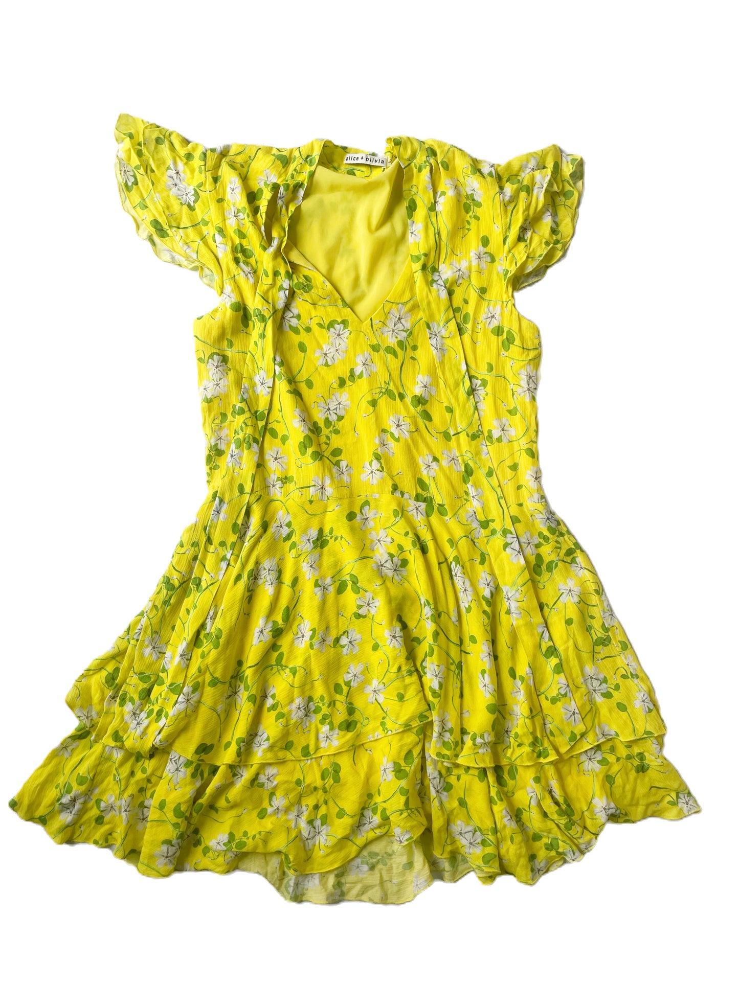 Alice+Olivia Yellow Print Dress S image 0