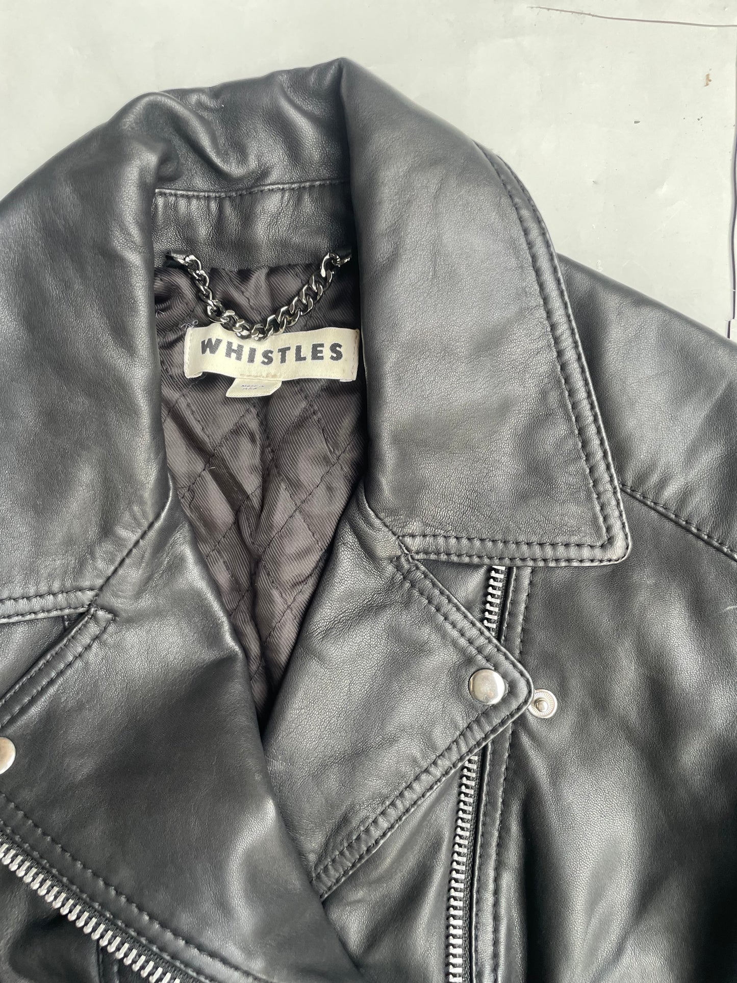 Whistles Leather Jacket UK 8 image 2