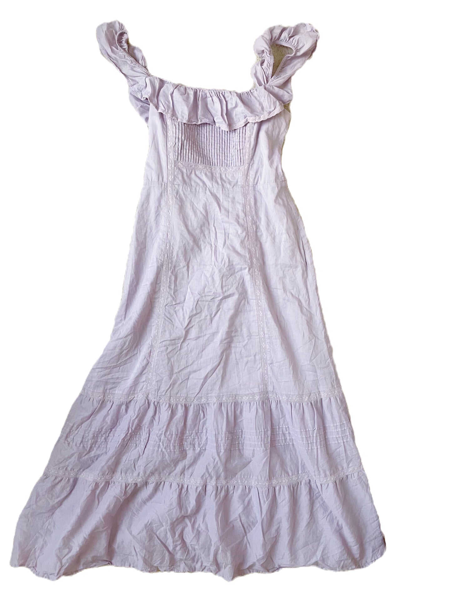 Reformation Tide Lace-Trimmed Ruffled Organic Cotton-Voile Midi Dress UK 10 image 2